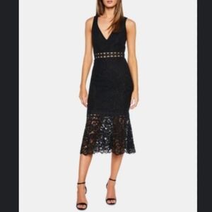 Bardot Fiona Black Lace Trumpet Dress 4 XS